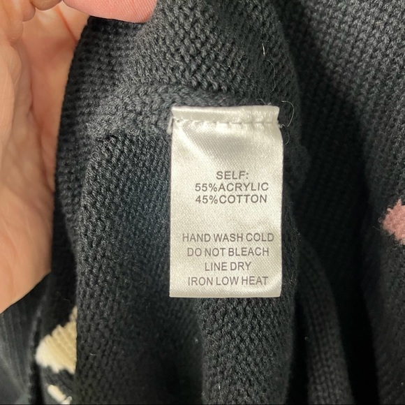 Larkin V Neck Sweater Star Print Navy Blue Size Large Long Sleeve G0091 - Picture 6 of 7